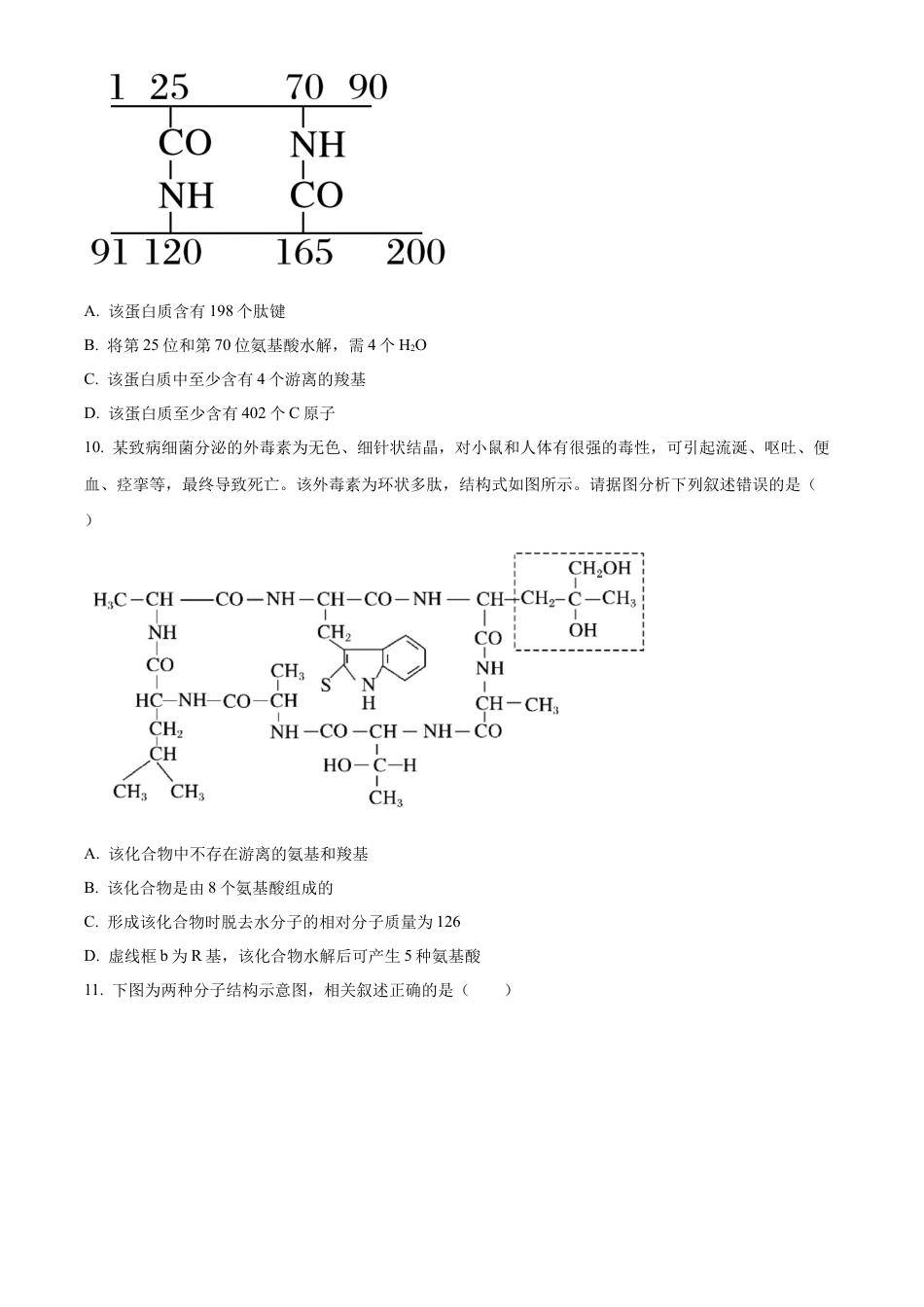 福建省福州市福9联盟校2024-2025学年高一上学期11月期中生物试题  Word版无答案.docx_第3页