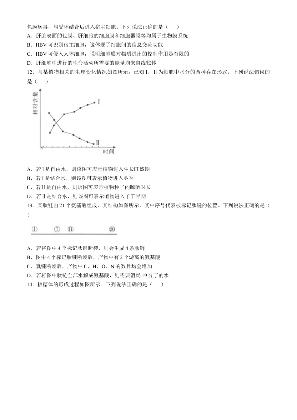 福建省宁德市部分达标学校2024-2025学年高一上学期11月期中质量监测生物试题.docx_第3页
