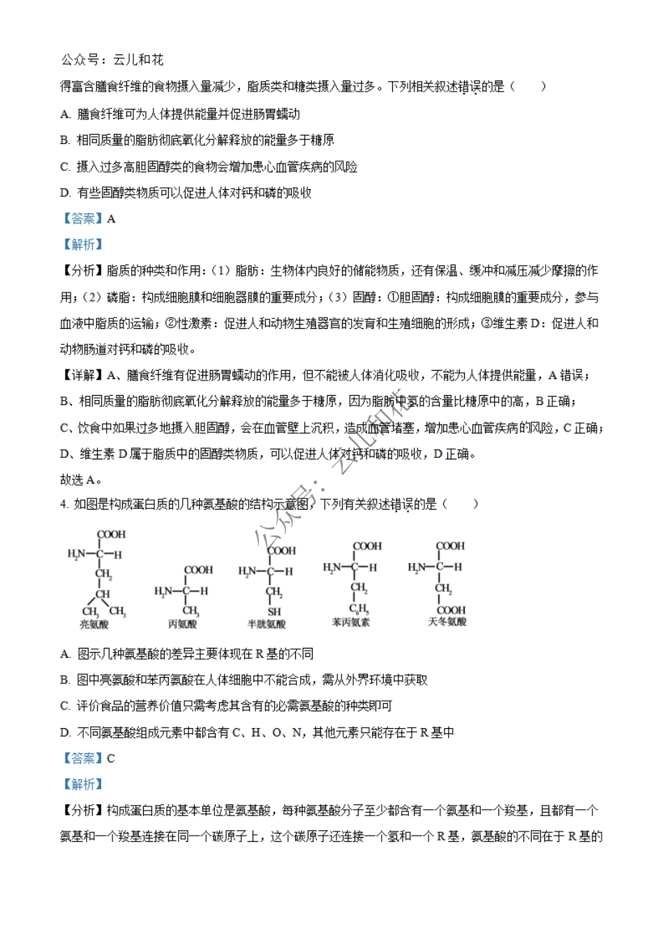 河北省沧州市四县联考2024-2025学年高一上学期11月月考生物试题  Word版含解析.pdf_第3页