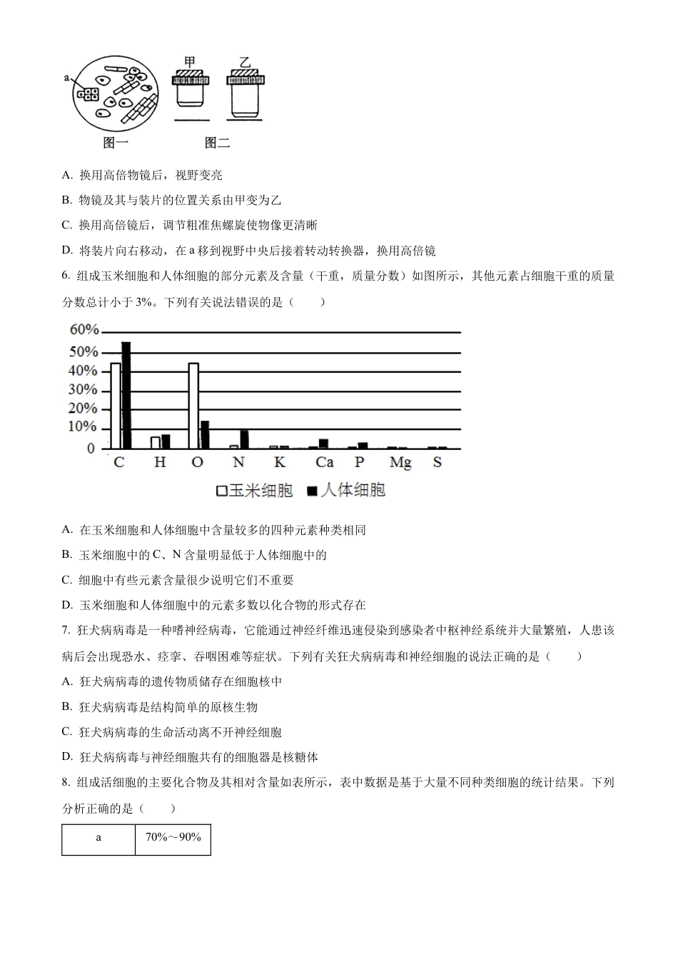 河南省创新发展联盟2024-2025学年高一上学期9月月考生物试题.docx_第2页