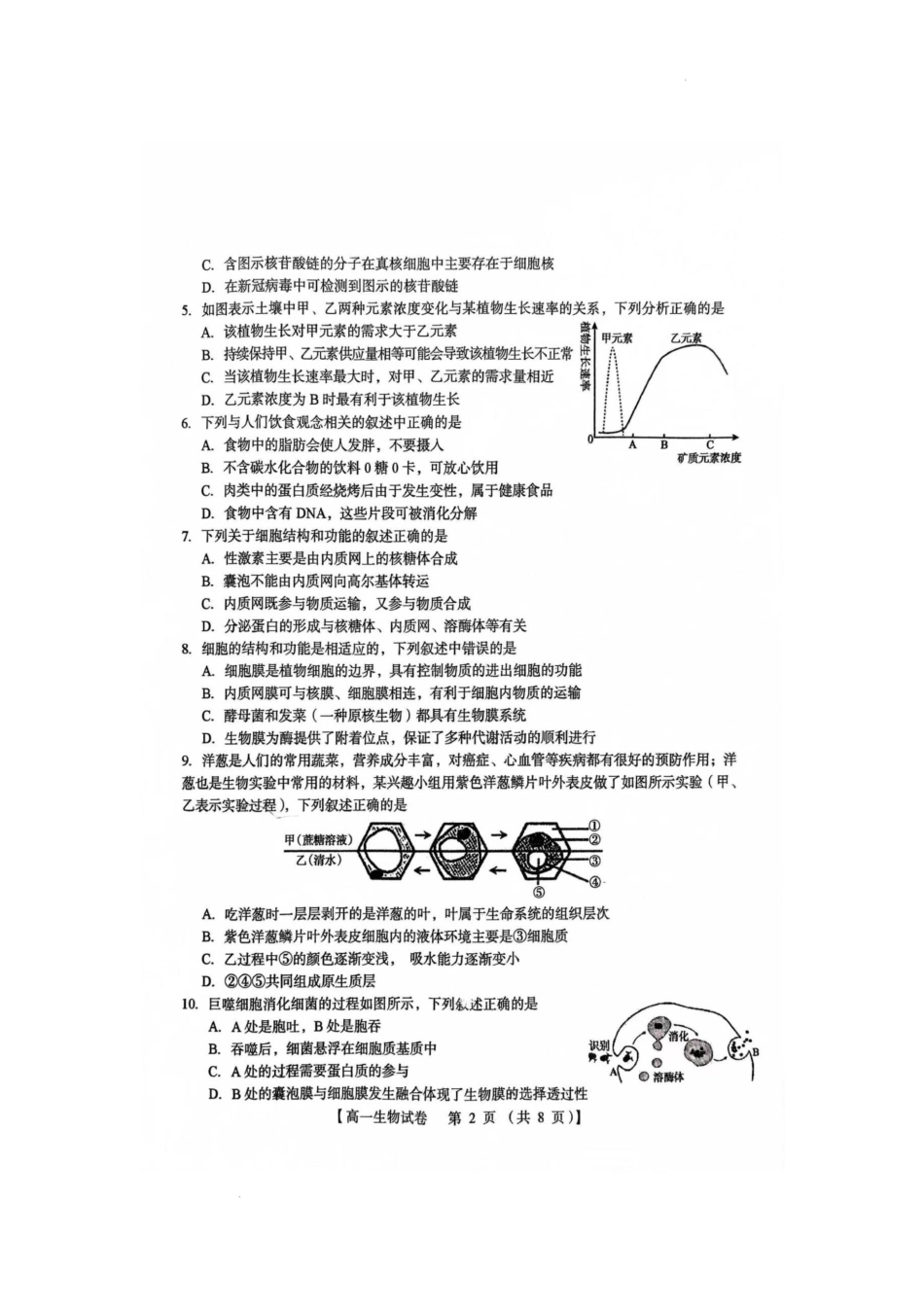 河南省三门峡市2024-2025学年高一上学期1月期末生物试题.docx_第2页