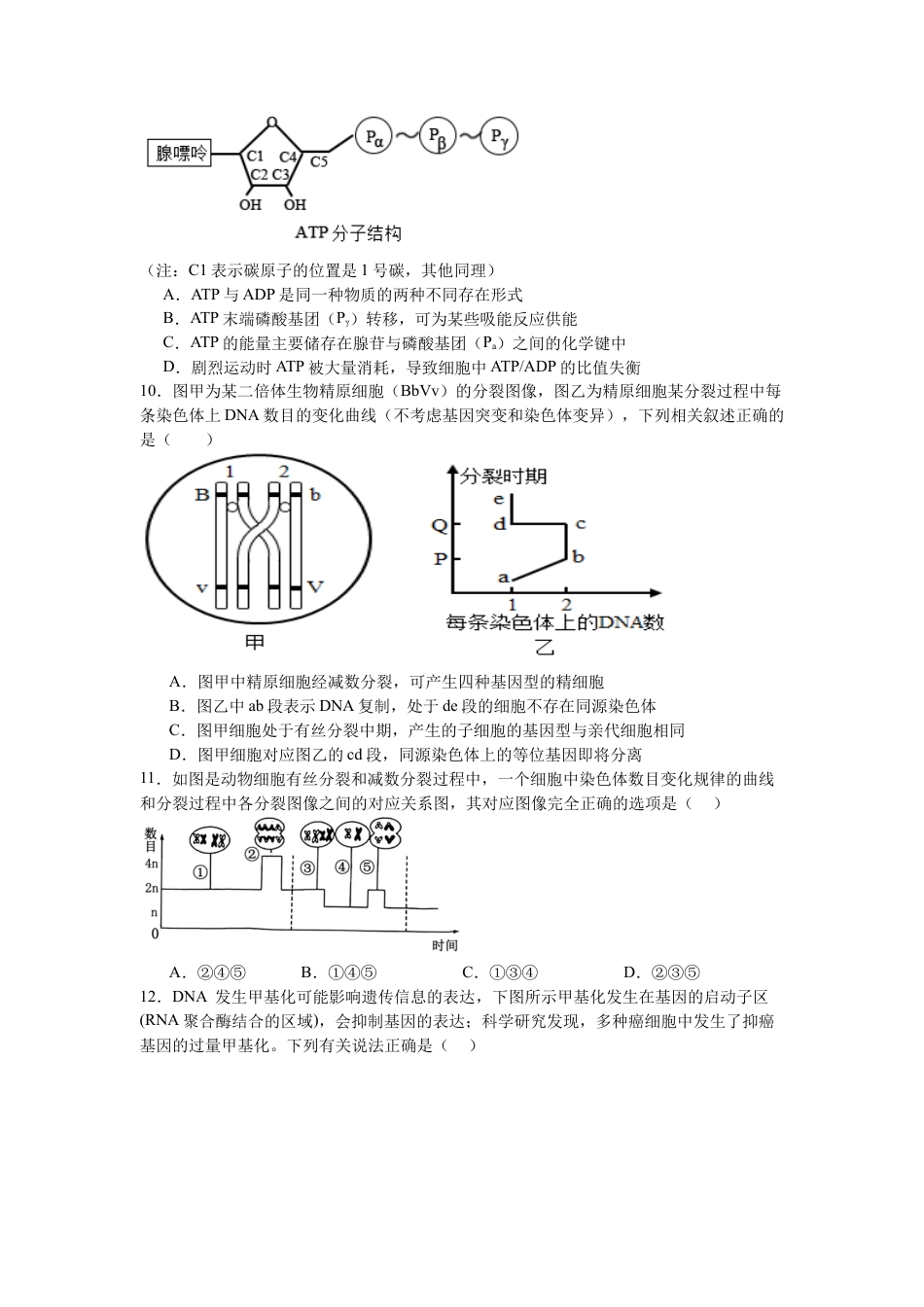 河南省信阳市淮滨县多校联考2023-2024学年高一下学期7月期末生物试题.docx_第3页