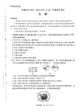 河南驻马店2024-2025学年（上）高一年级期中考试生物试题.pdf