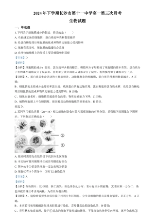 湖南省长沙市第十一中学2024-2025学年高一上学期12月月考生物试题（解析版）.docx