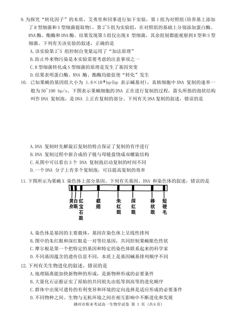 江西省赣州市2023-2024学年高一下学期7月期末生物试题.docx_第3页