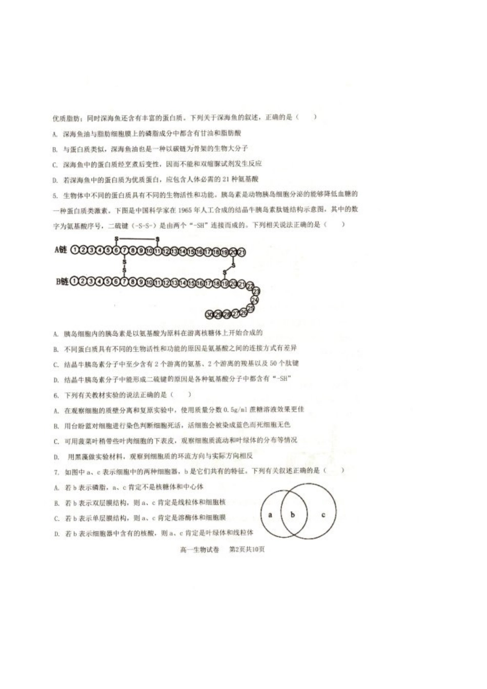 辽宁省抚顺市省重点高中六校协作体2024-2025学年高一上学期期末考试 生物 PDF版含答案.pdf_第2页