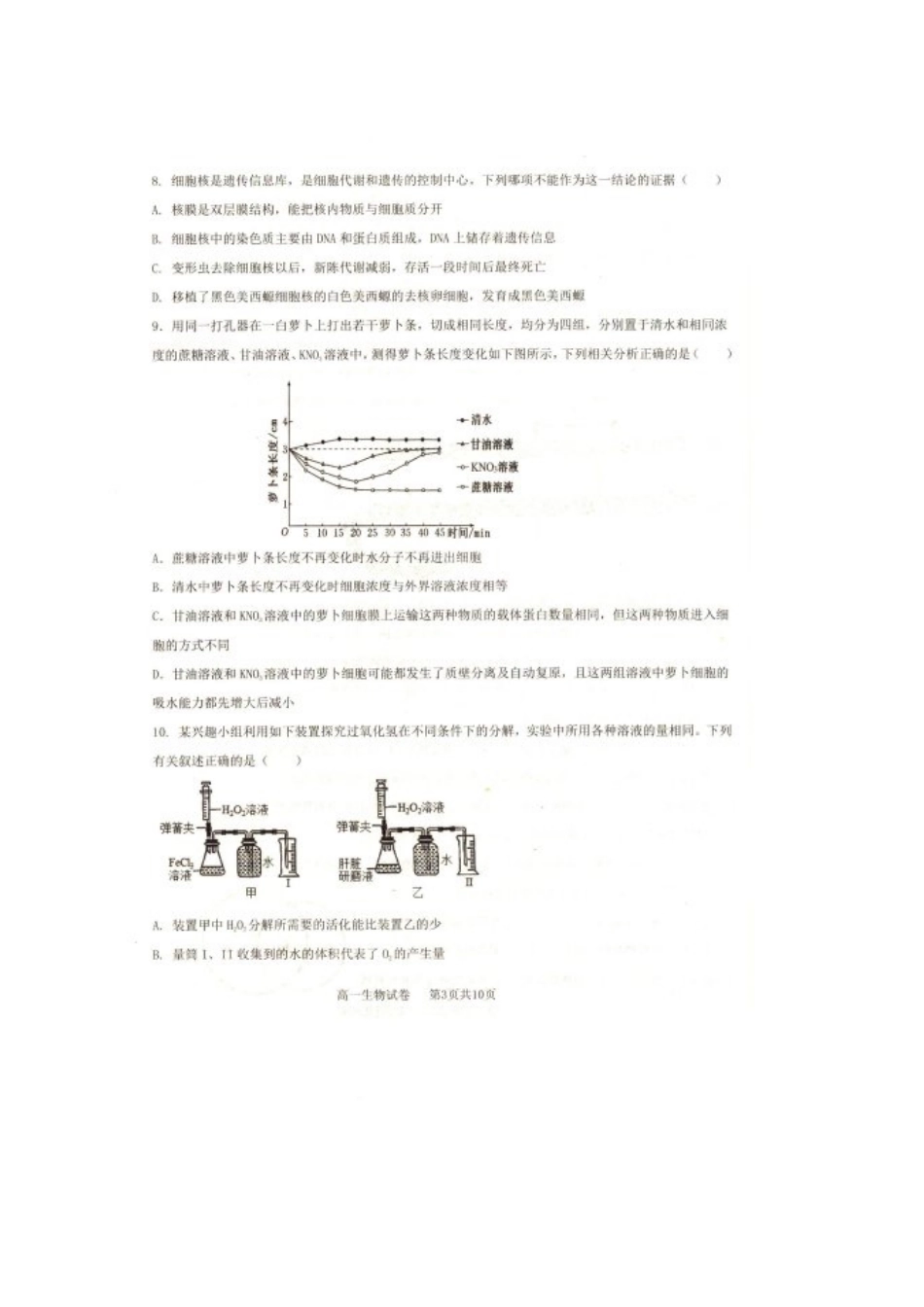 辽宁省抚顺市省重点高中六校协作体2024-2025学年高一上学期期末考试 生物 PDF版含答案.pdf_第3页