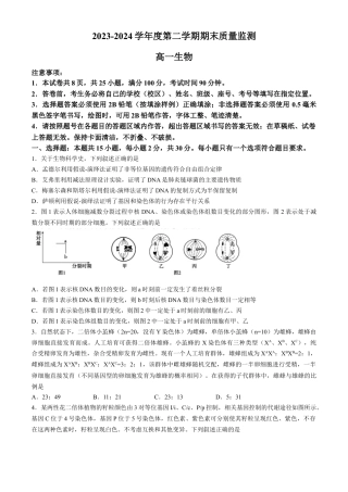 山东省东营市2023-2024学年高一下学期期末考试生物试题.docx