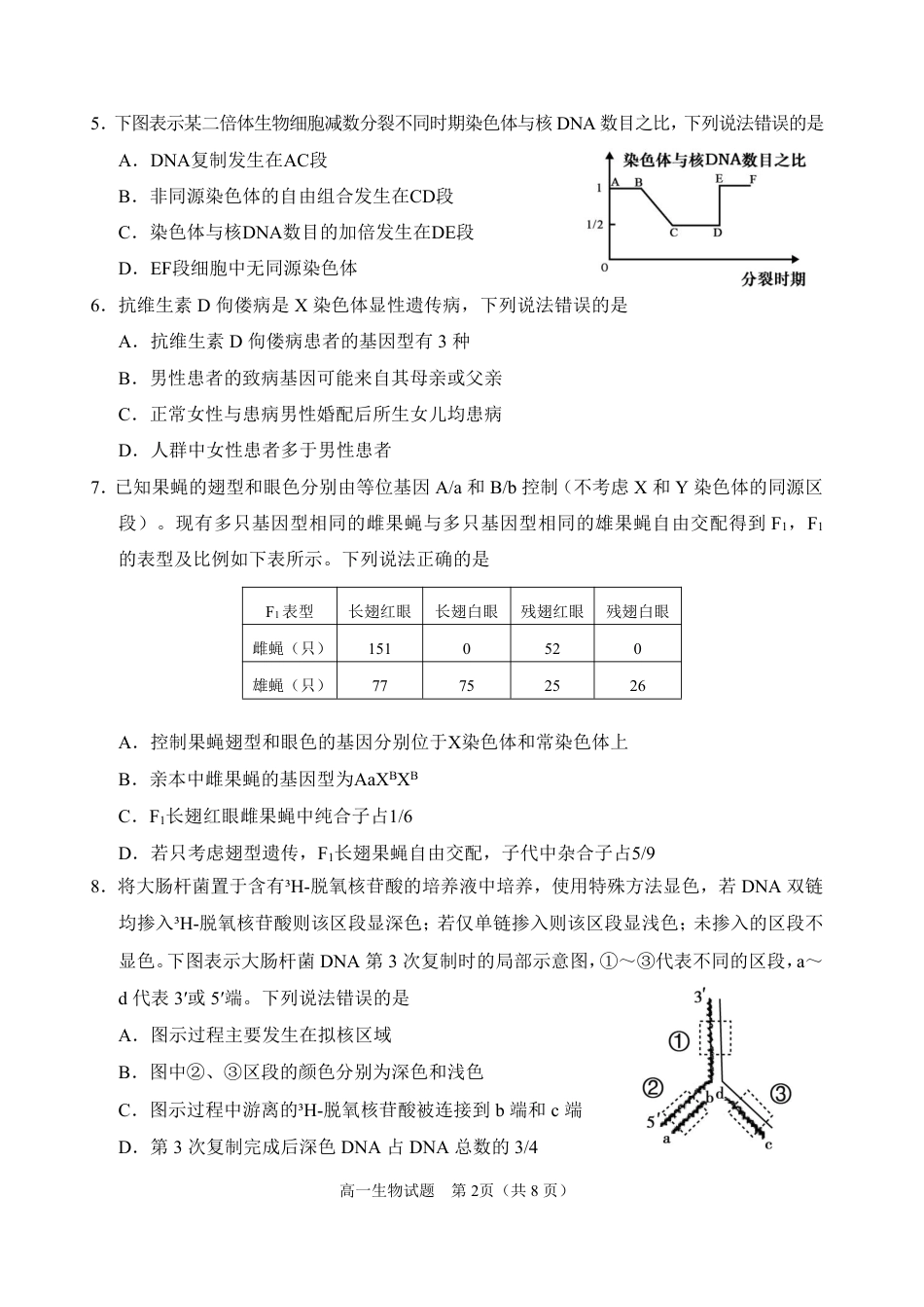 山东省威海市2023-2024学年高一下学期期末考试生物试题_高一生物试题定稿6.22.pdf_第2页