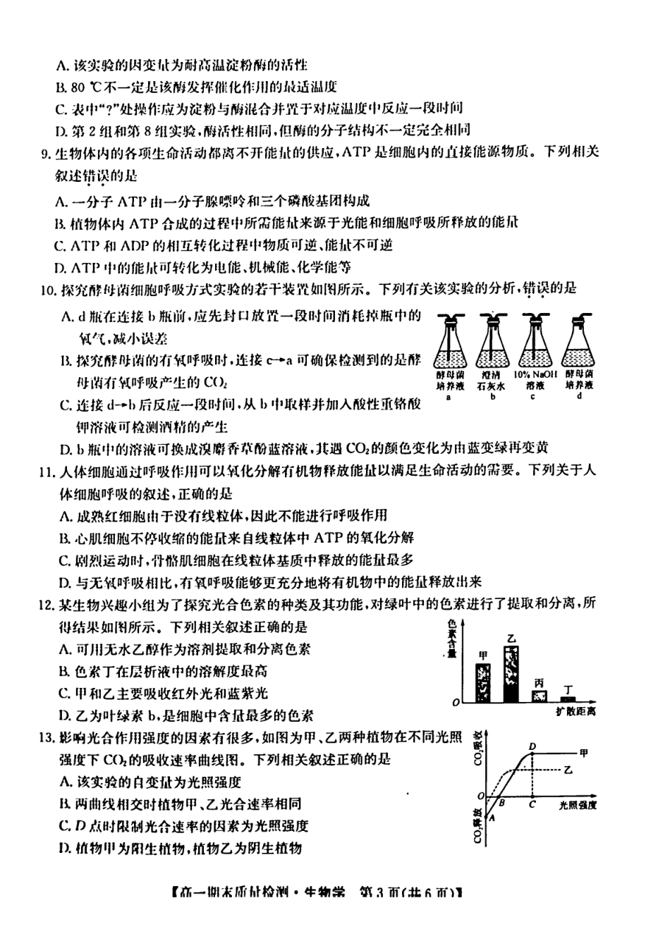 陕西省榆林市八校联考2024-2025学年高一上学期1月期末考试 生物 PDF版含解析.pdf_第3页
