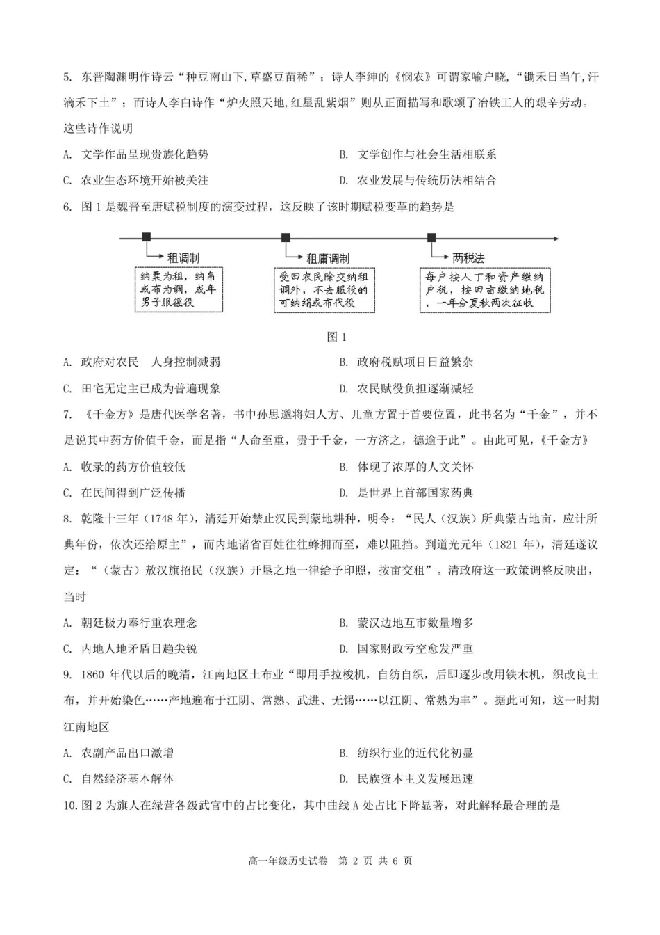合肥六校联盟2024-2025学年第一学期期末联考高一年级历史 2024-2025学年第一学期期末考试高一年级历史试卷.pdf_第2页