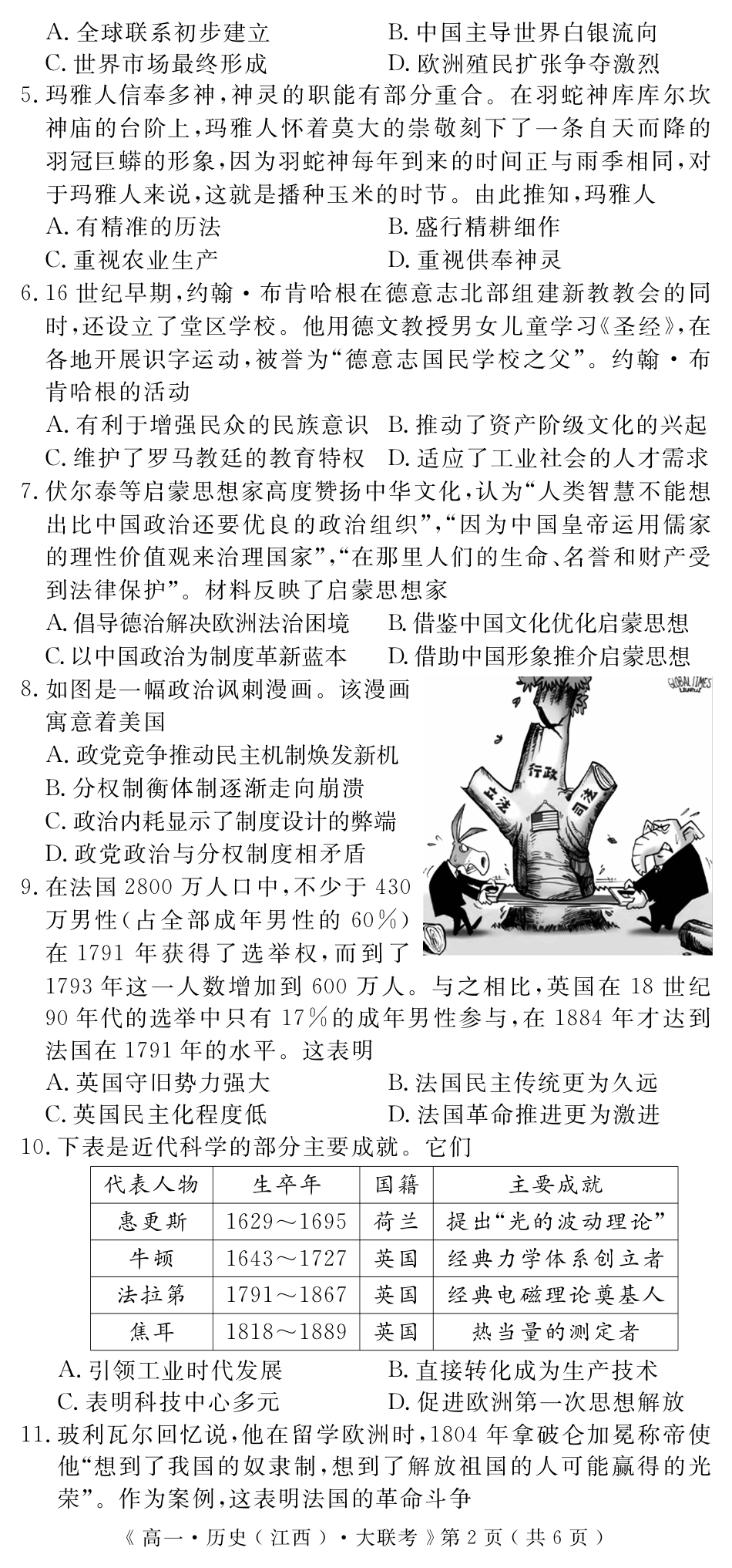 江西省重点中学协作体2023-2024学年高一下学期期末考试历史试题.pdf_第2页