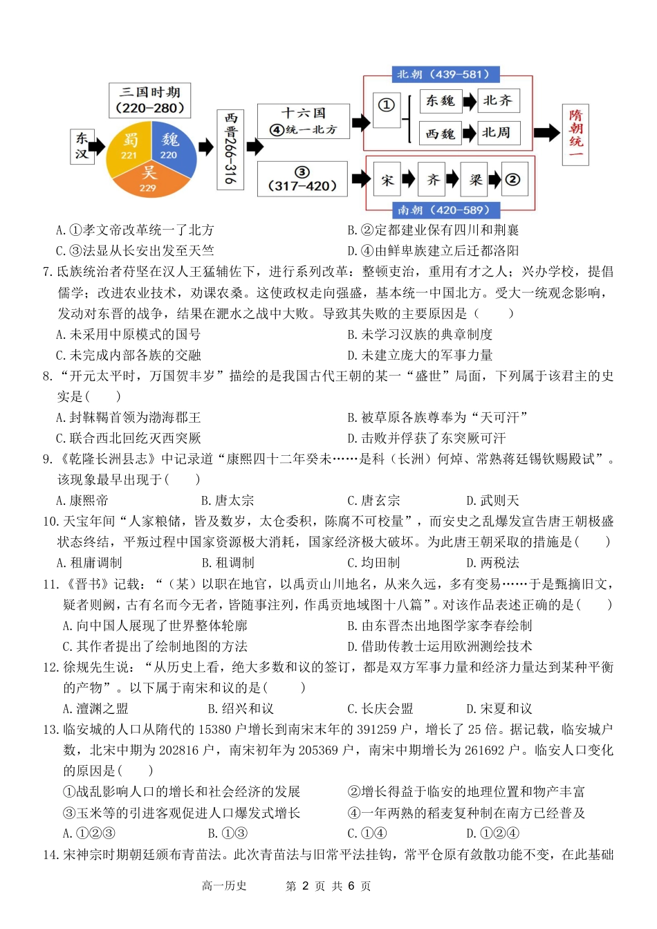 浙江省金华市卓越联盟高一12月阶段性联考全科试卷及答案_历史试卷.pdf_第2页