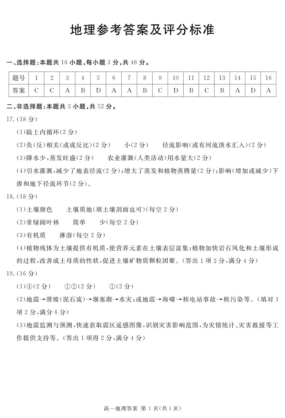 四川省遂宁市2024-2025学年高一上学期期末地理试卷（PDF版，含答案）_2027届地区期末地理答案(简答).pdf_第1页