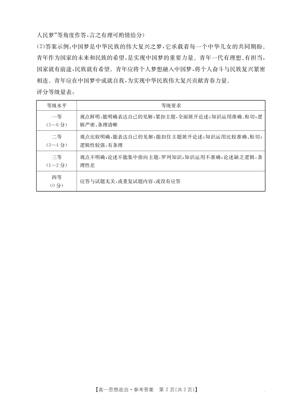 广西部分学校2024-2025学年高一上学期12月阶段性考试政治试题_高一思想政治答案.pdf_第2页