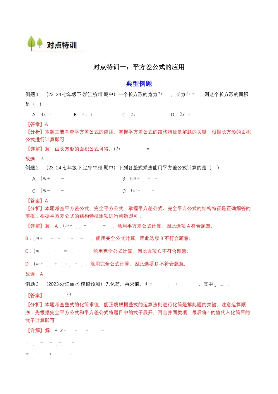 衔接点01  乘法公式（解析版）.docx_第2页