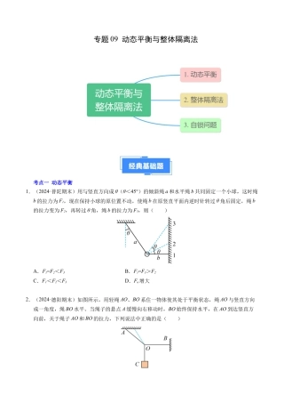专题09 动态平衡与整体隔离法（新高考专用）（原卷版）.docx