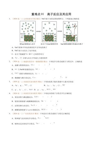 重难点01 离子反应及其应用（原卷版）.docx