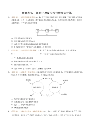 重难点02 氧化还原反应综合推断与计算（原卷版）.docx