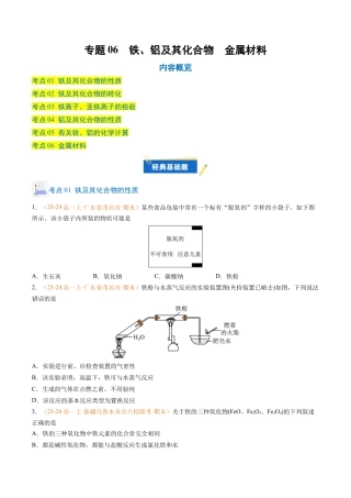 专题06 铁、铝及其化合物 金属材料（原卷版）.docx