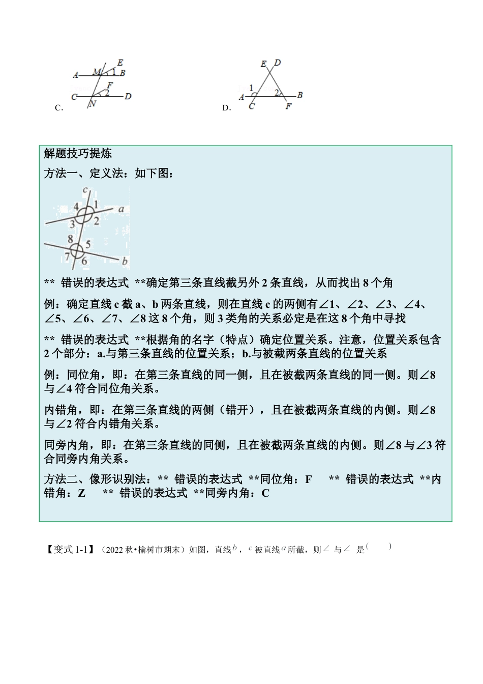 2.2 探索直线平行的条件-【题型·技巧培优系列】七年级数学下册同步精讲精练(北师大版)（原卷版）.docx_第3页
