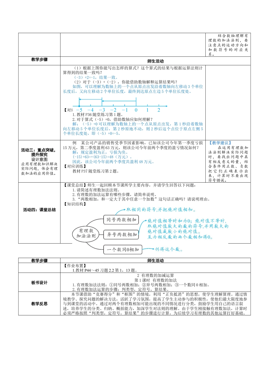 2.2.1 有理数的加法 教案（表格式）北师大(2024)数学七年级上册.docx_第3页