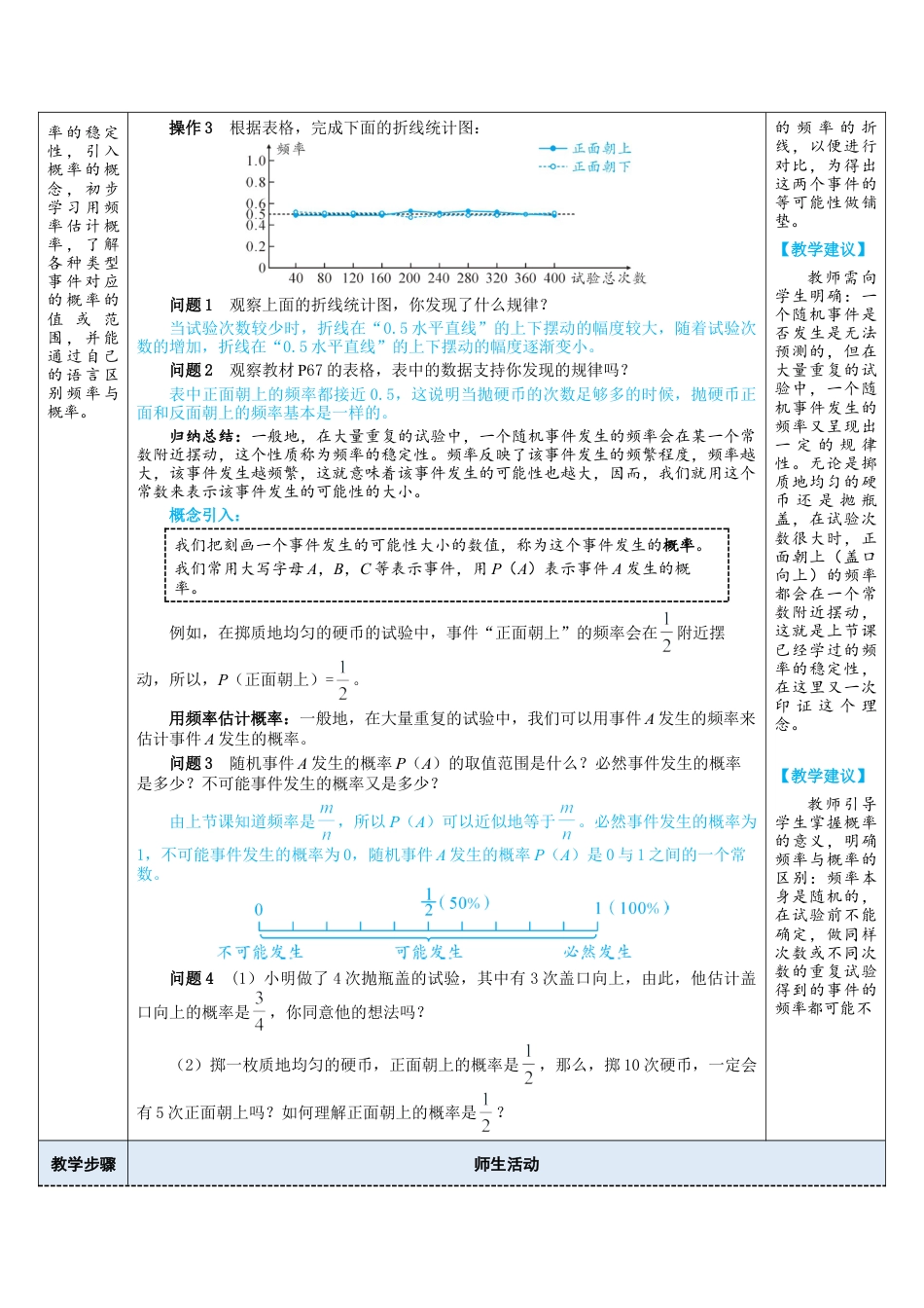 3.2.2用频率估计概率 教案（表格式） 北师大版数学七年级下册.doc_第2页