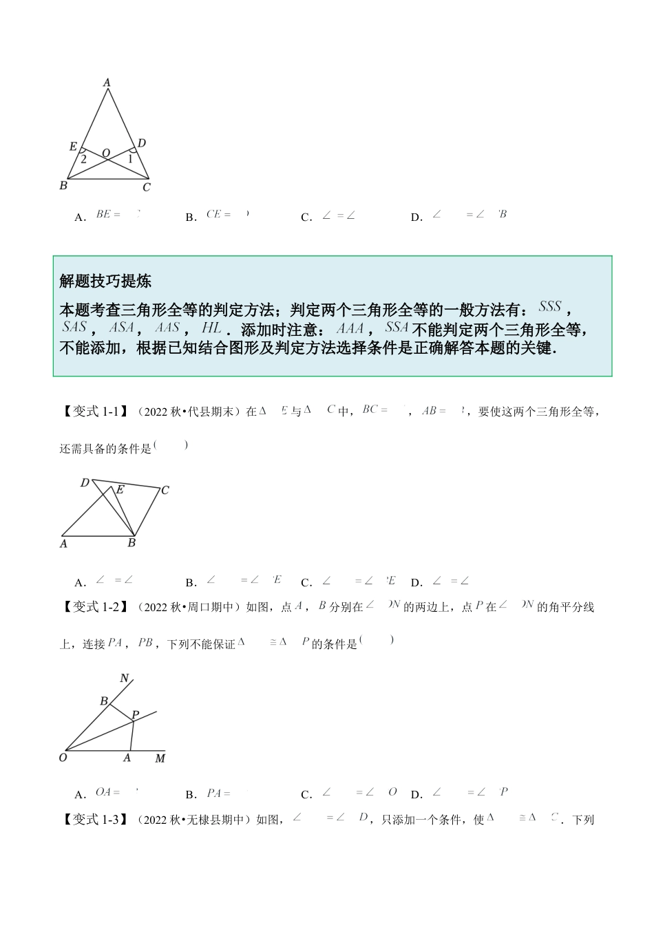 4.3 全等三角形-【题型·技巧培优系列】七年级数学下册同步精讲精练(北师大版)（原卷版）.docx_第2页