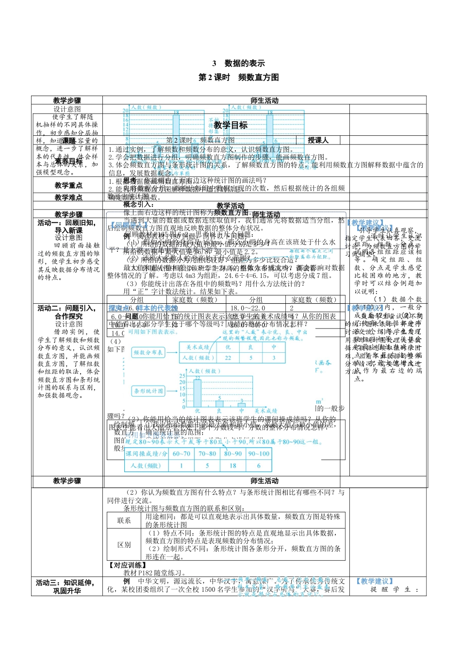 6.3.2 频数直方图 教案（表格式）北师大(2024)数学七年级上册.docx_第1页