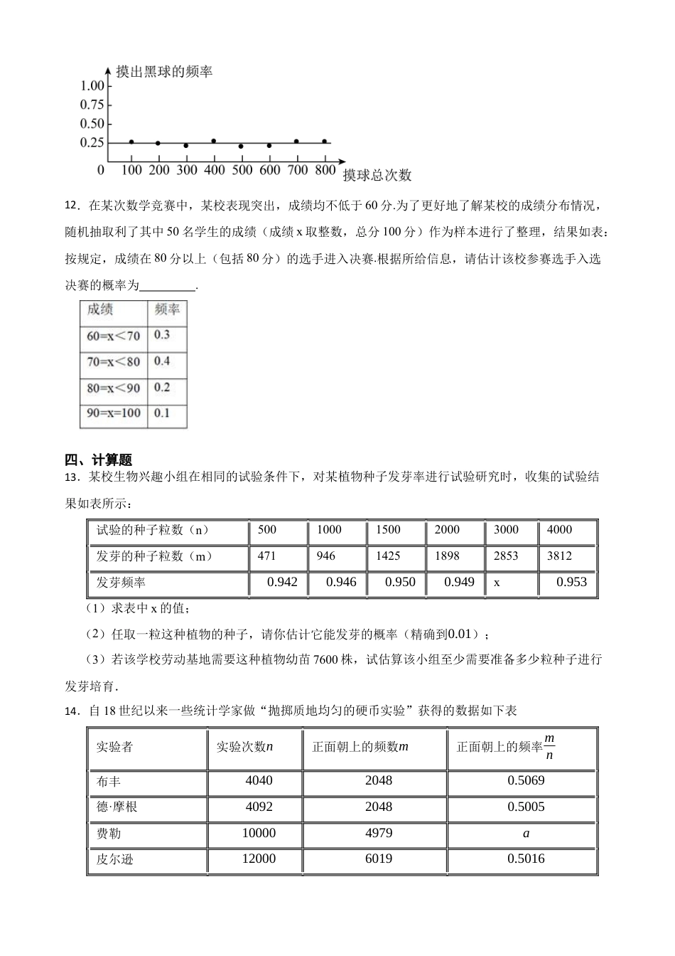 北师大版（2025）七年级数学下册-3.2概率的稳定性（含答案）.docx_第3页