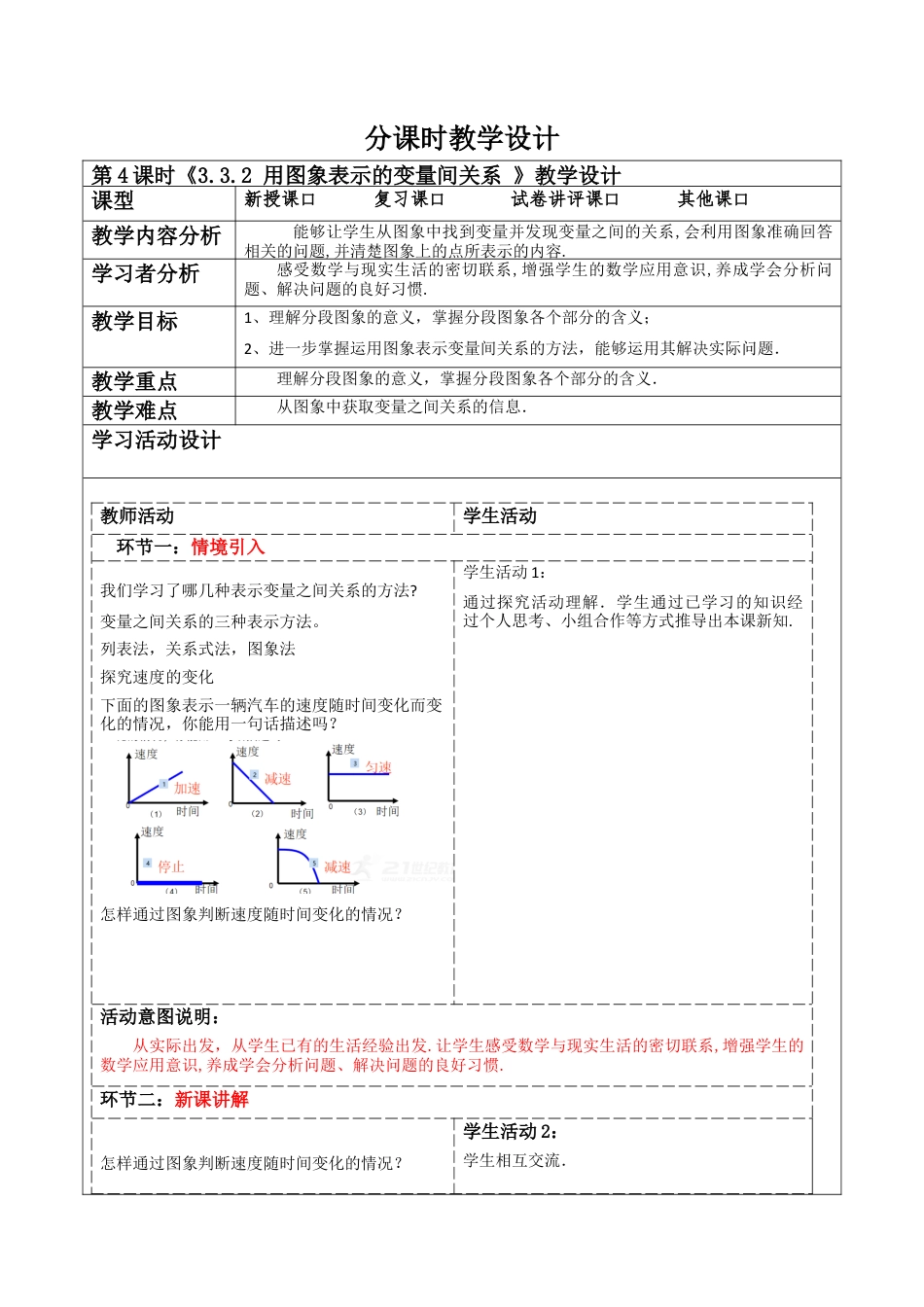 北师大版（2025）七年级数学下册-3.3.2 用图象表示的变量间关系  教案.docx_第1页