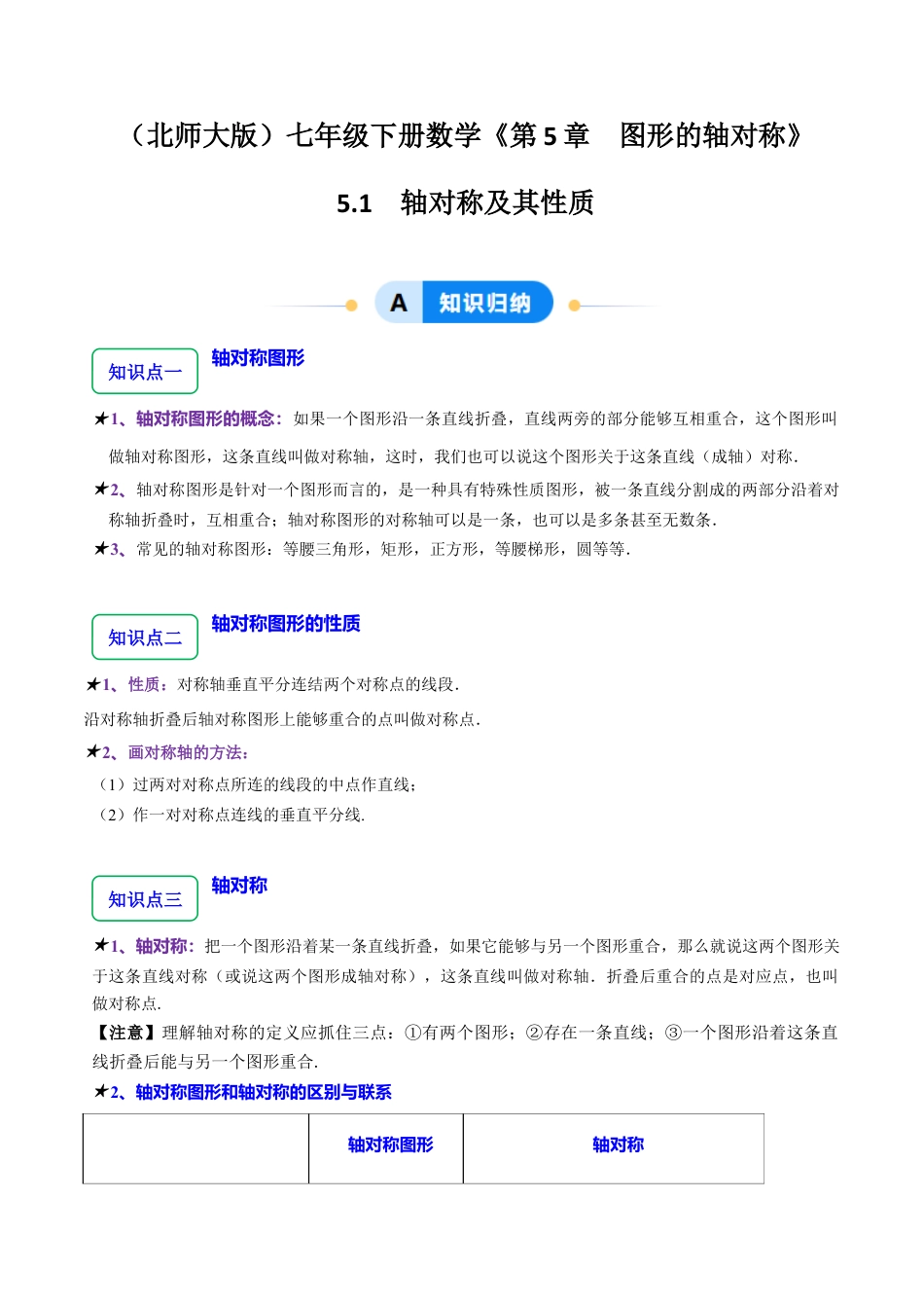 北师大版（2025）七年级数学下册-5.1轴对称及其性质（十大题型提分练）（解析版）.docx_第1页