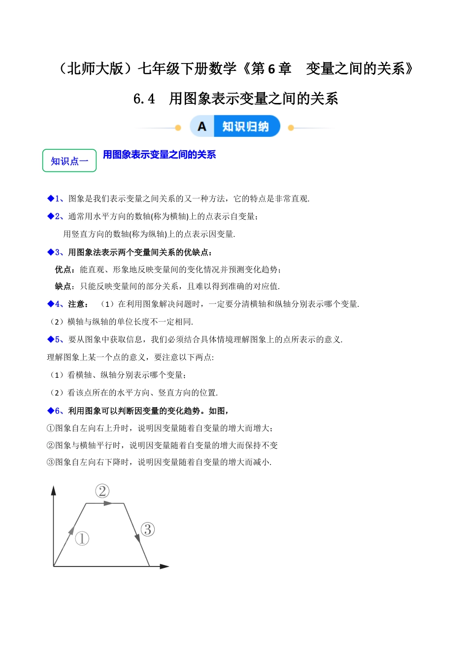北师大版（2025）七年级数学下册-6.4用图象表示变量之间的关系（3大题型提分练）（解析版）.docx_第1页