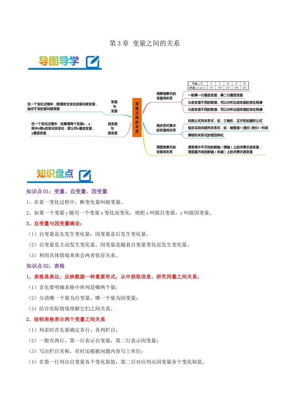北师大版（2025）七年级数学下册-第3章 变量之间的关系（学生版）.docx_第1页