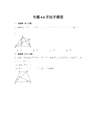 北师大版（2025）七年级数学下册-专题4.6 手拉手模型（原卷版）.docx