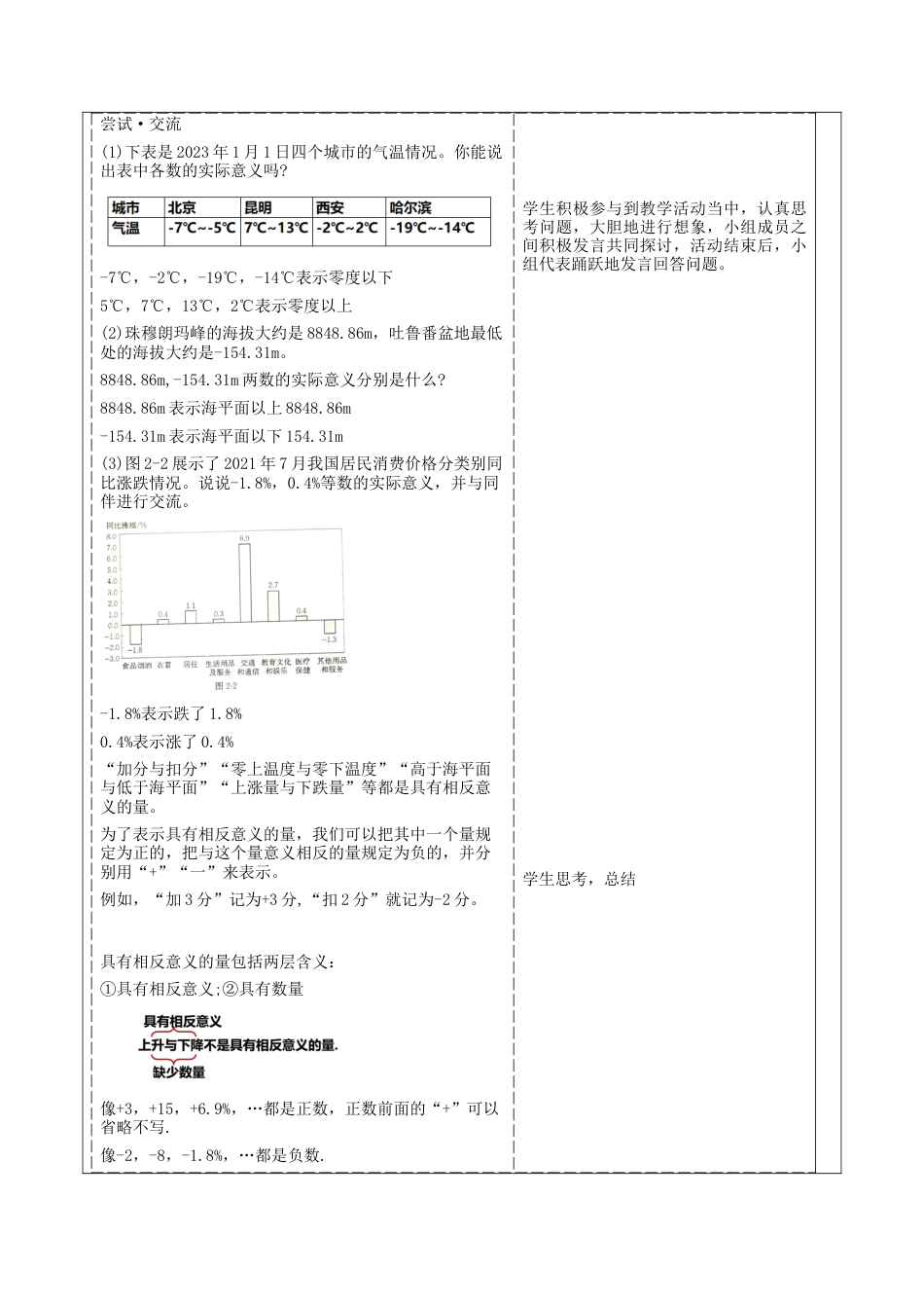 北师大版七年级上册《2.1.1认识有理数》教学设计.docx_第2页