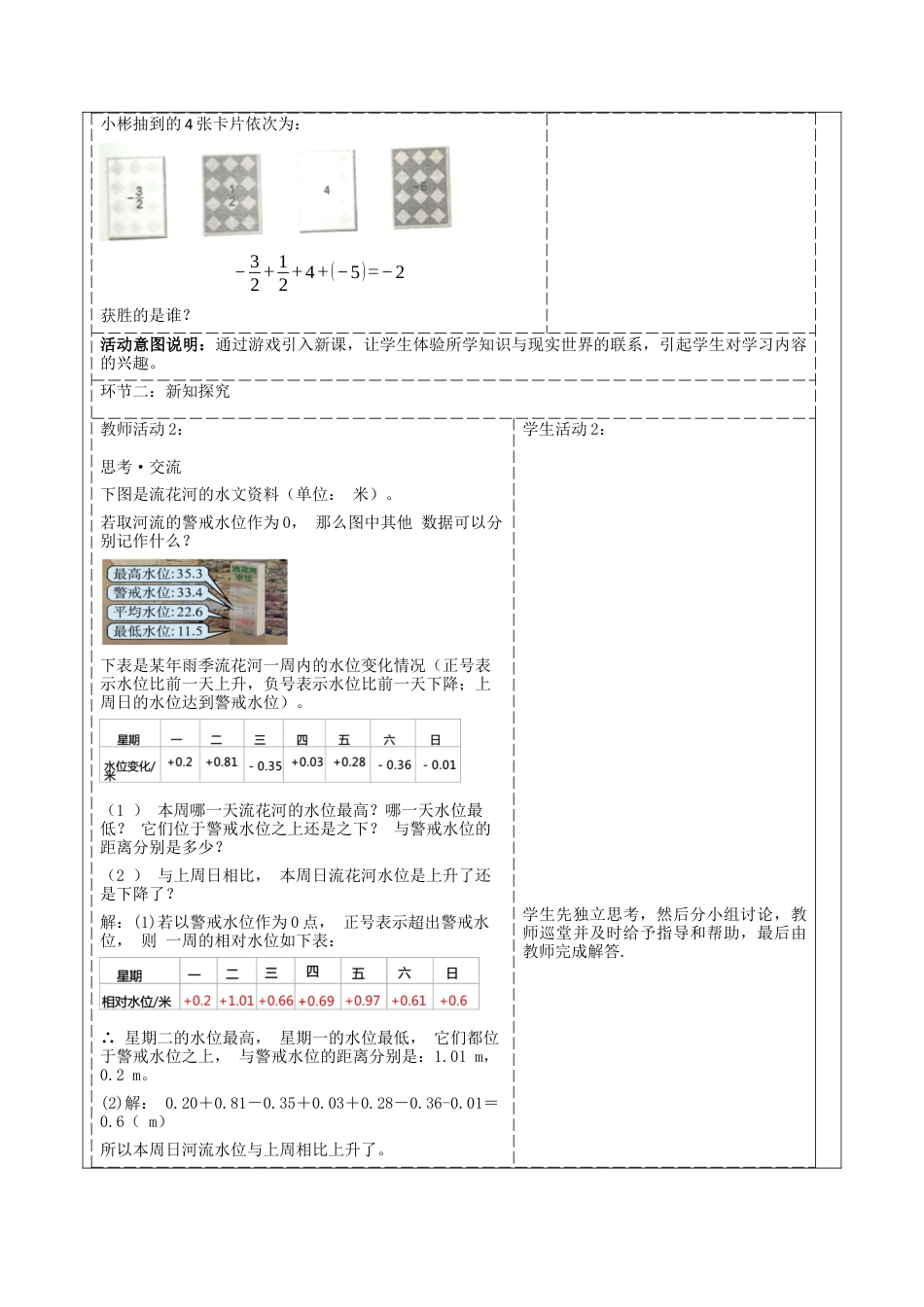 北师大版七年级上册《2.2.5有理数的加减运算》教学设计.docx_第2页