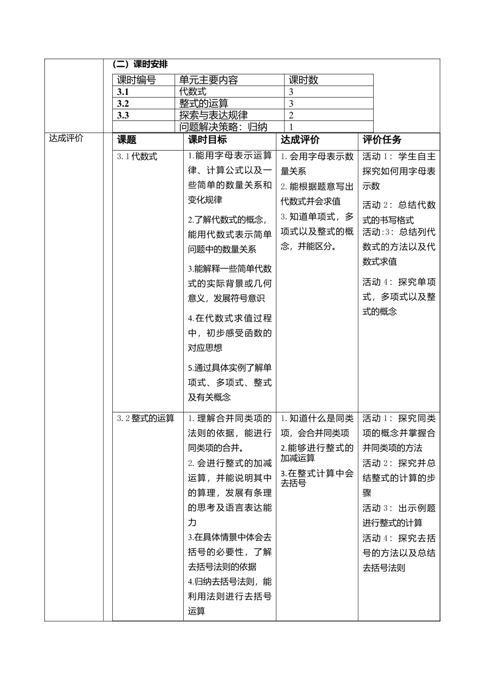 北师大版七年级上册《整式及其运算》单元整体教学分析.doc_第3页