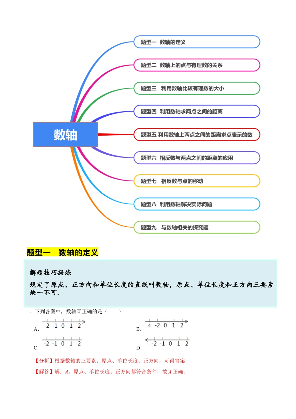 北师大版七年级上册2.1.3数轴（9大题型提分练）（解析版）.docx_第3页