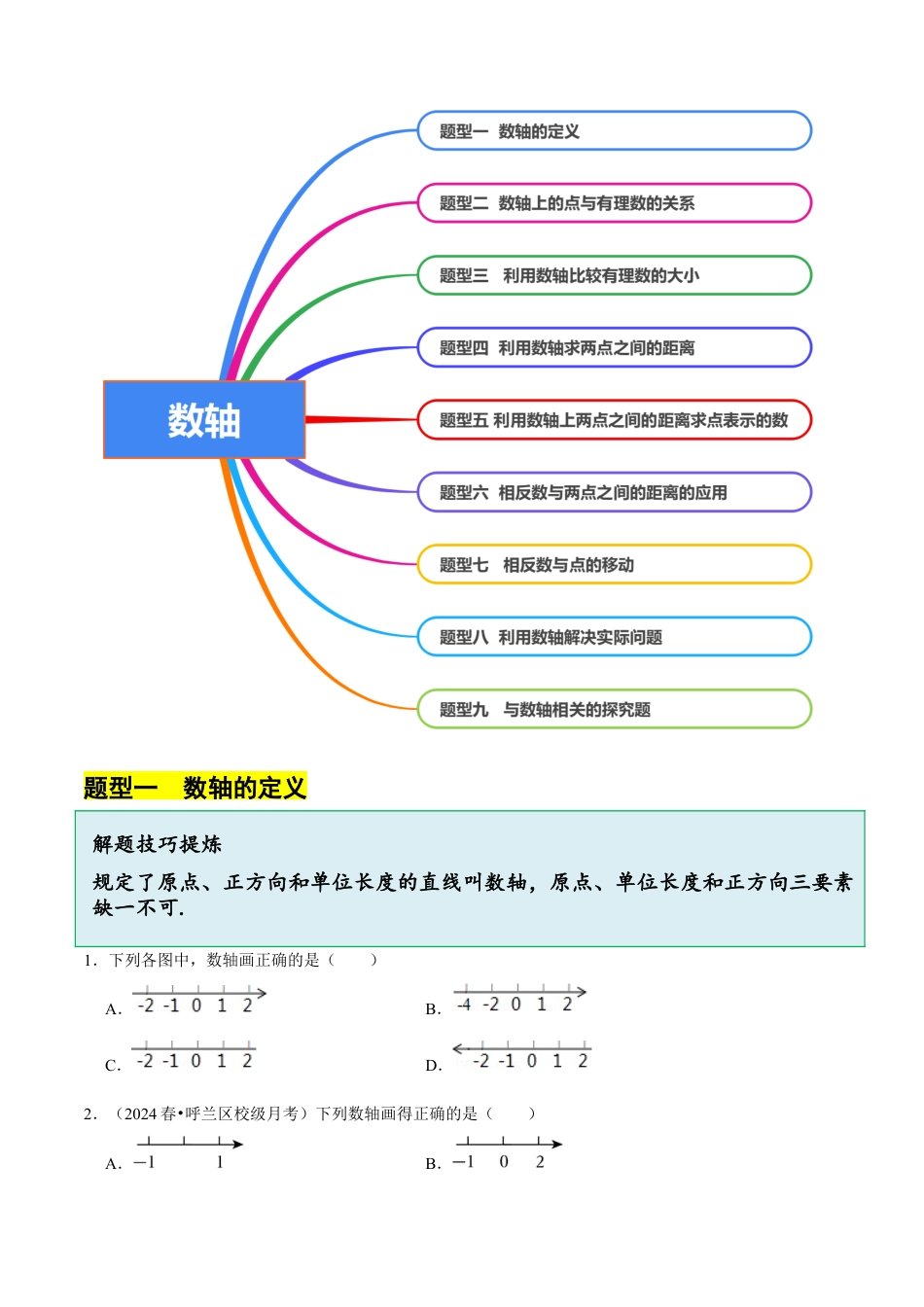 北师大版七年级上册2.1.3数轴（9大题型提分练）（原卷版）.docx_第3页
