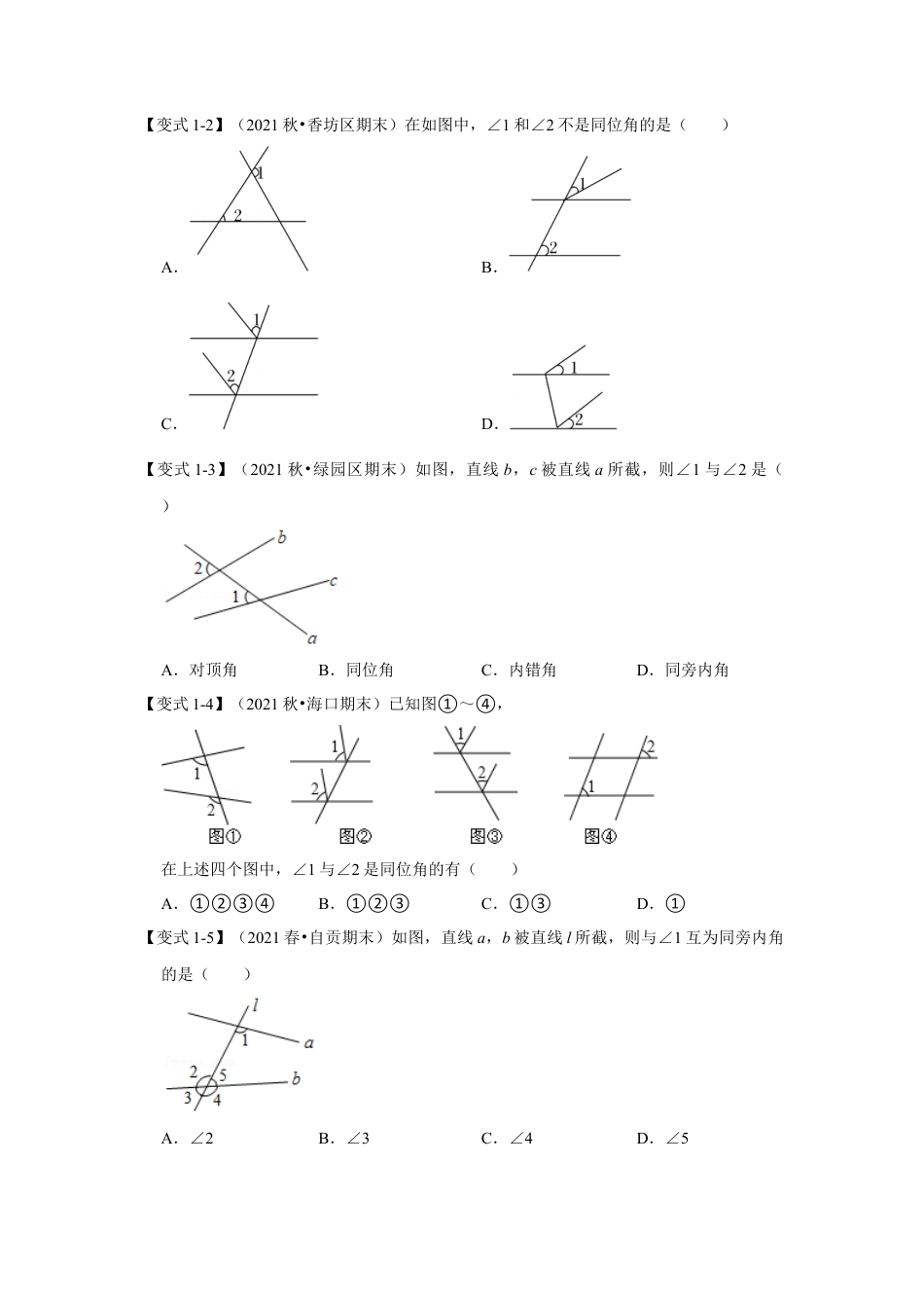 专题06 平行线的判定 (知识点梳理+典例剖析+变式训练）（原卷版）.docx_第3页