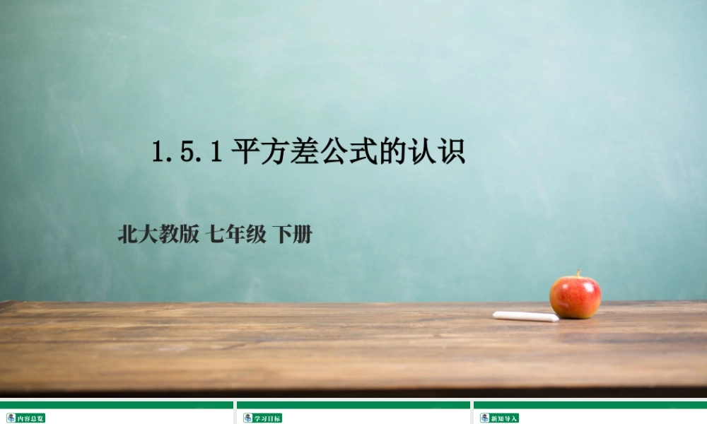 北师大（2025）数学七年级下-1.5.1平方差公式的认识  课件.pptx