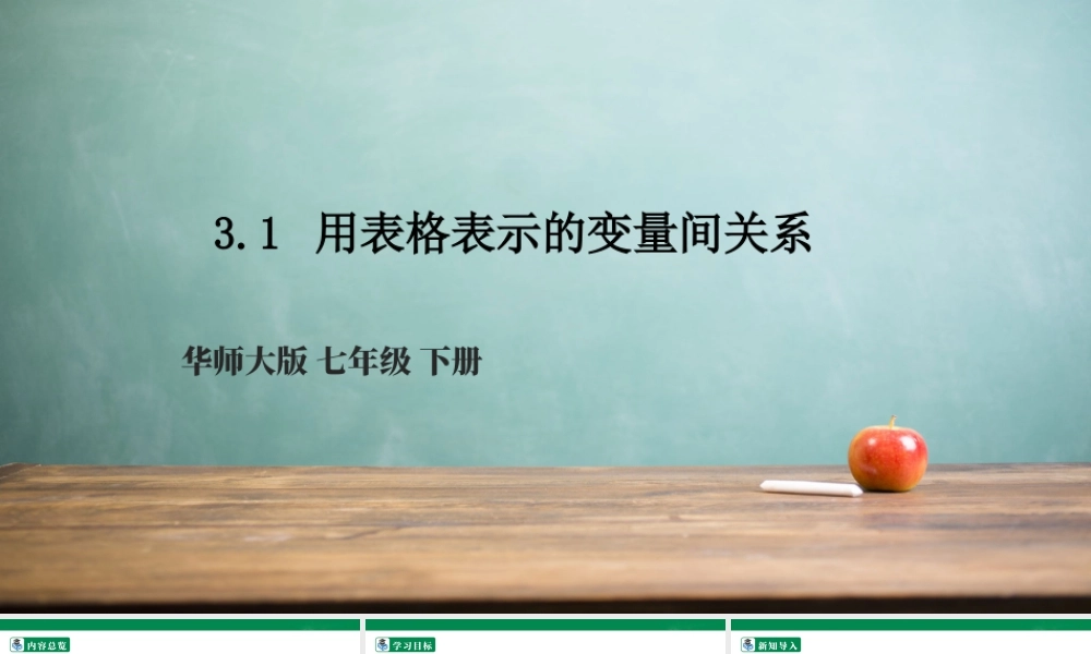 北师大（2025）数学七年级下-3.1 用表格表示的变量间关系   课件.pptx