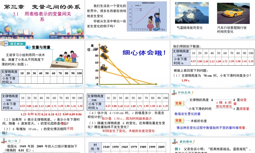 北师大（2025）数学七年级下-3.1 用表格表示的变量间关系.pptx