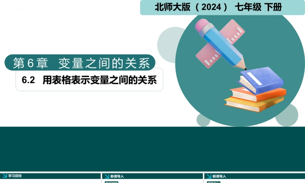 北师大（2025）数学七年级下-6.2用表格表示变量之间的关系（同步课件).pptx
