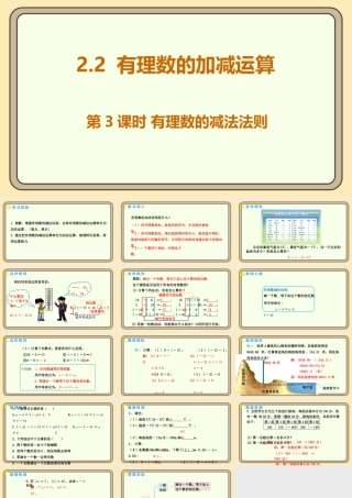 北师大版（2024）数学七年级上册2.2 有理数的加减运算 第3课时 有理数的减法法则  课件（共15张PPT）.pptx