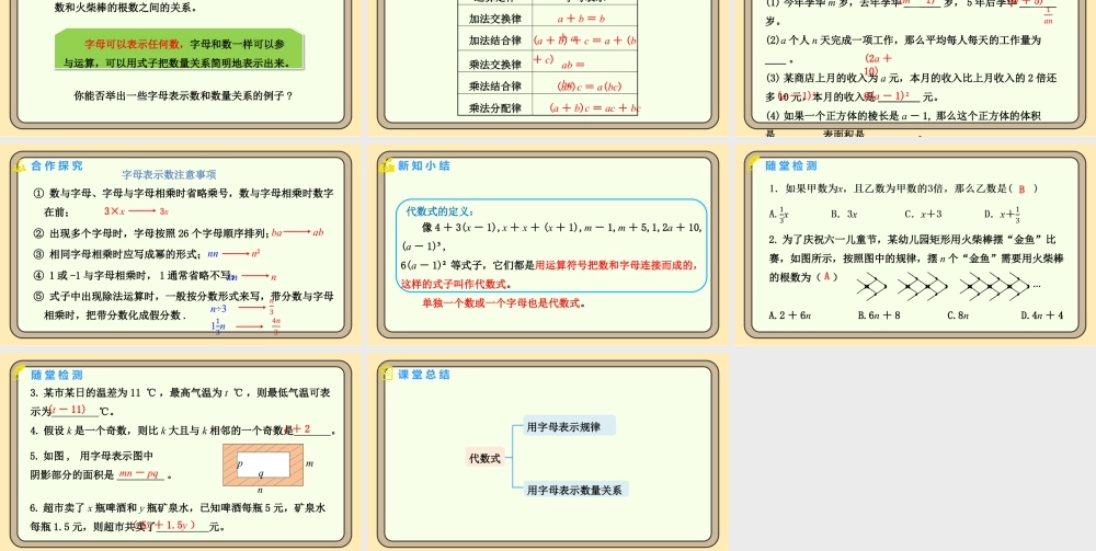 北师大版（2024）数学七年级上册3.1 代数式 第1课时 代数式 课件(共18张PPT).pptx