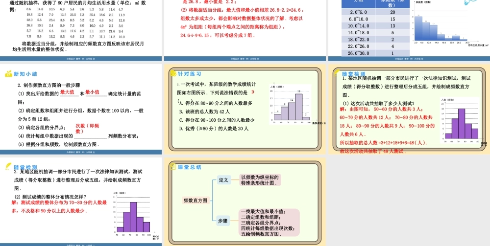 北师大版（2024）数学七年级上册6.3 数据的表示 第2课时 频数直方图  课件(共18张PPT).pptx