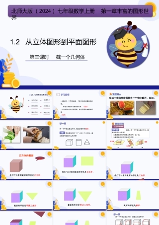 北师大版(2025)七年级上教学课件：1.2+从立体图形到平面图形（第3课时，截一个几何体）（教学课件).pptx