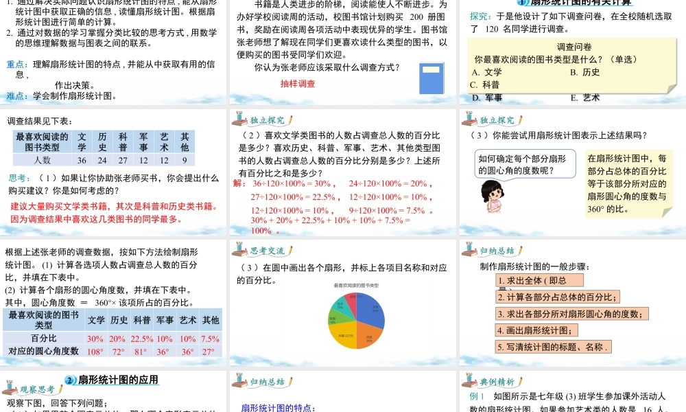 北师大版(2025)七年级上教学课件：6.3 第1课时 扇形统计图.pptx